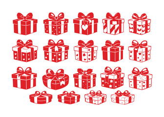 Red Festive Present Gift Box vectors Set