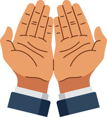 Islamic Prayer Hands Vector Clipart for Ramadan Dua, Muslim Worship, Religious Blessings