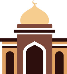 Minimalist Islamic Mosque Vector Clipart for Ramadan Kareem and Eid Mubarak Designs