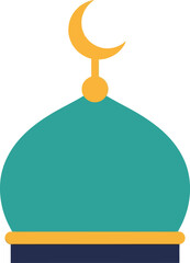 Minimalist Islamic Mosque Dome Vector Icon for Ramadan and Eid Mubarak Designs