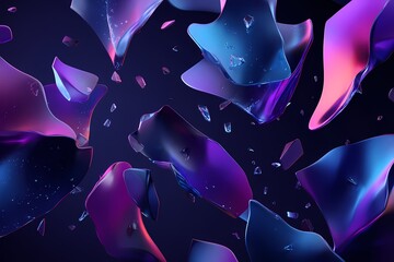 Abstract glass shards in vibrant purple blue pink hues