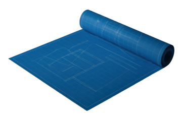 Blueprint roll with architectural plan