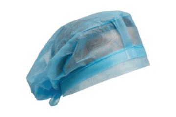 Blue surgical bouffant cap