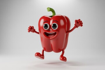 Cartoon Red Bell Pepper Character
