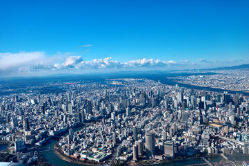 大阪上空から見た大阪市内