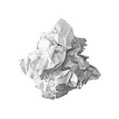 Crumpled white paper isolated
