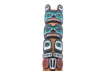 Colorful totem pole sculpture art