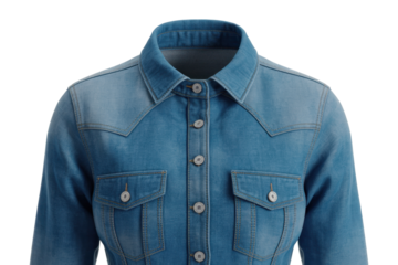 Denim button-down shirt, modern fashion