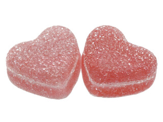Two Pink Layered Heart-Shaped Gummy Candies with Sugar Coating