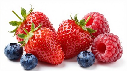 Vibrant Mix of Fresh Strawberries, Raspberries, and Blueberries, Bursting with Healthy Goodness and Natural Sweetness