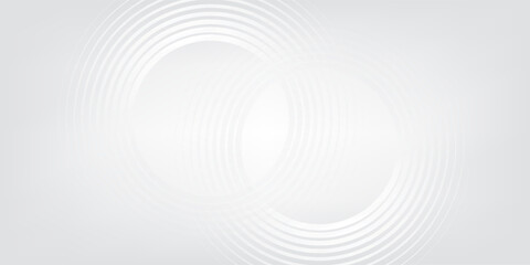 Abstract white glowing geometric lines on gray background. Modern shiny blue circle lines pattern. Futuristic technology concept. Suit for cover, poster,