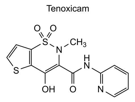 Tenoxicam, chemical structure of tenoxicam, drug substance