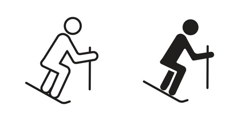 Skiing icons Black symbol on transparent background. EPS10 © Ranveer