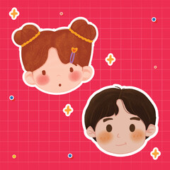 Cute Kid Face Character Sticker