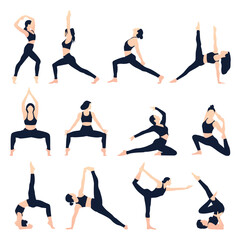 Yoga Pose Sequence Flat Illustration