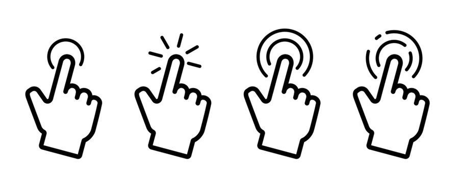 Touch screen finger hand press push &ndash; vector icon set	
