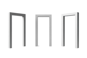 Three gray square archways