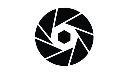 A striking black and white circular design featuring a camera aperture illustration © Ziaul_Studio