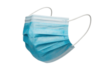 Blue disposable surgical face mask
