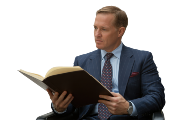 Businessman intently reading document