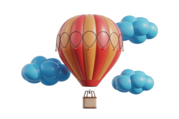 Cartoon Hot Air Balloon with Clouds