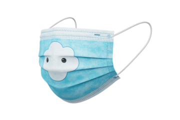 Cute blue face mask with cloud design