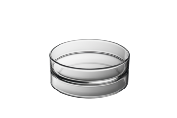 Empty clear glass petri dish for science