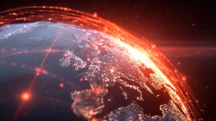 Digital Earth connections and data flow abstract