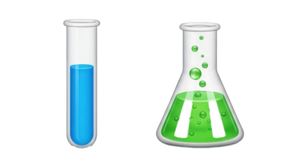 Scientific Glassware with Chemical Liquids and Bubbles