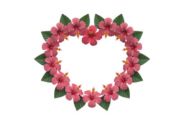 Heart shaped wreath of hibiscus flowers