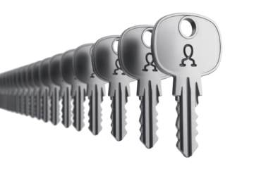 Many metal keys in perspective view