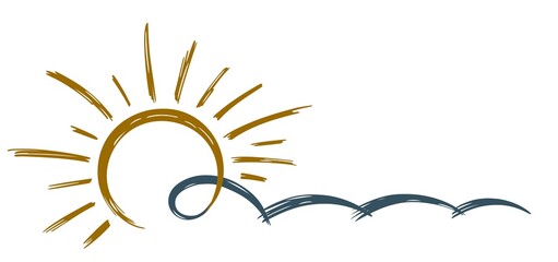 A pen sketch of sun and sea. 
