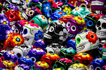 Decorative ceramic skulls for the Day of the Dead