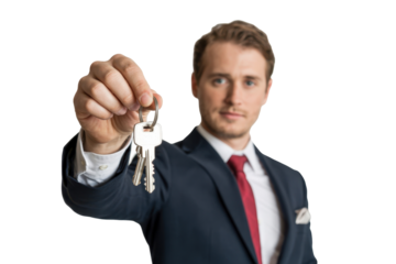 Real estate agent offering keys