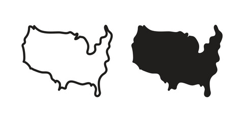 America map icons vector silhouette set. thin line icon pack.