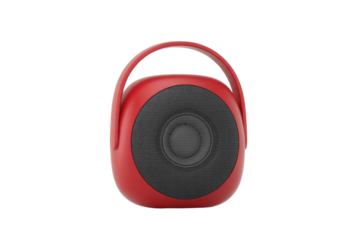 Red portable speaker with handle