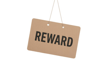 Reward sign hanging from twine