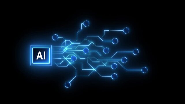 Artificial intelligence ai and machine learning concept. Abstract technology background in blue color 4k video...