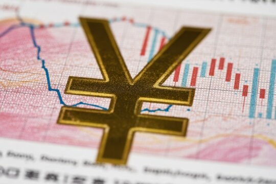 Yen currency sign on financial graph - Powered by Adobe