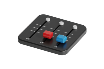 Audio mixer control panel sliders 3D render