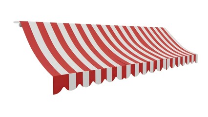 A red and white striped awning on transparent background