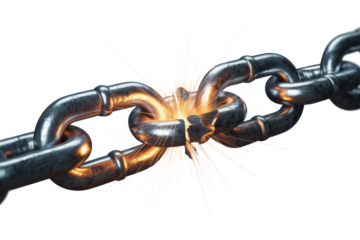 Broken metal chain with sparks