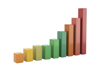 Colorful bar graph growing upward
