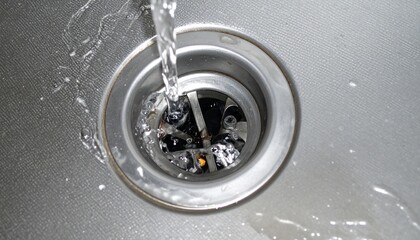 排水溝へ勢いよく流れ落ちる水流３