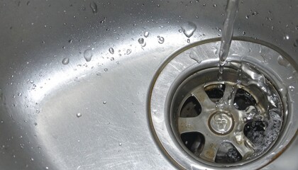 排水溝へ勢いよく流れ落ちる水流２