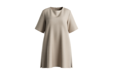 Elegant beige dress with short sleeves