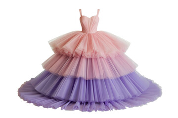 Elegant layered tulle dress with gradient colors