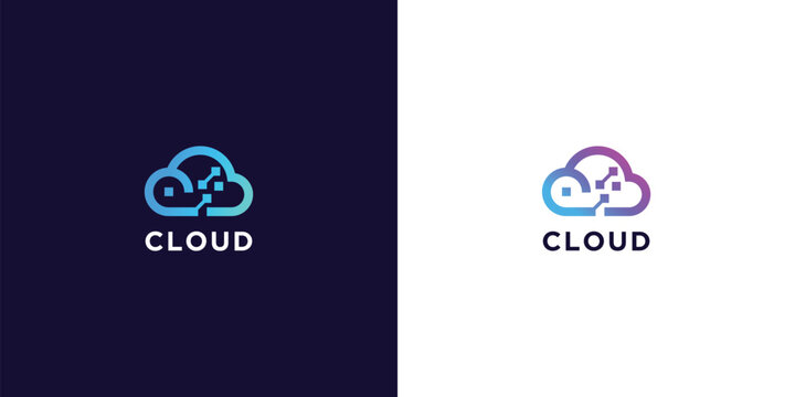 Cloud computing technology vector logo design