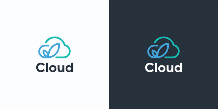 Leaf cloud logo template