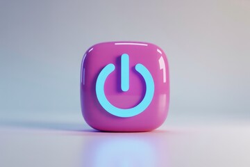 Glowing Power Button on Pink Cube